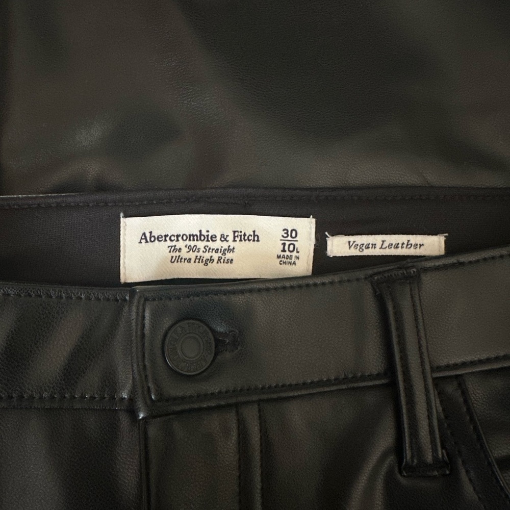 Abercrombie & Fitch Vegan Leather 90s Straight Pants